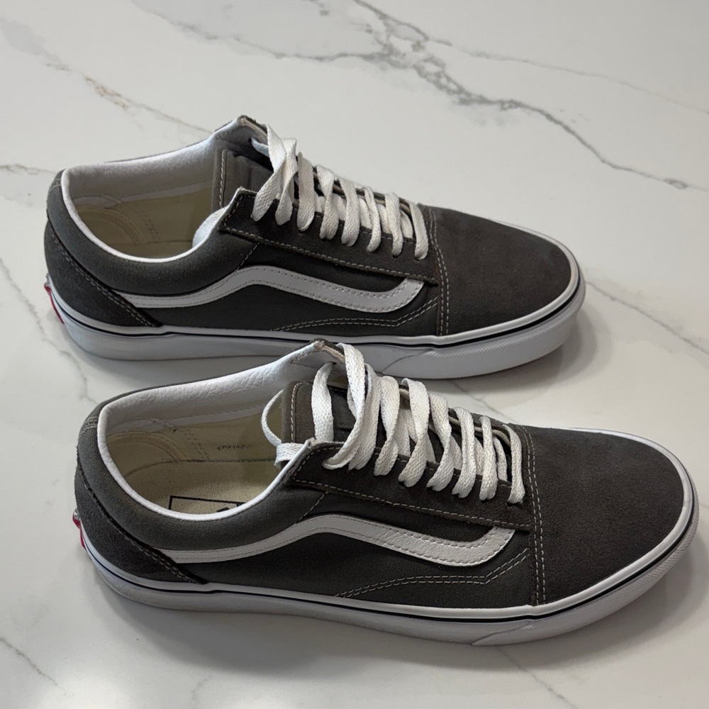 Vans Old Skool Gray and White Suede Low Top Sneakers - Picture 6 of 15